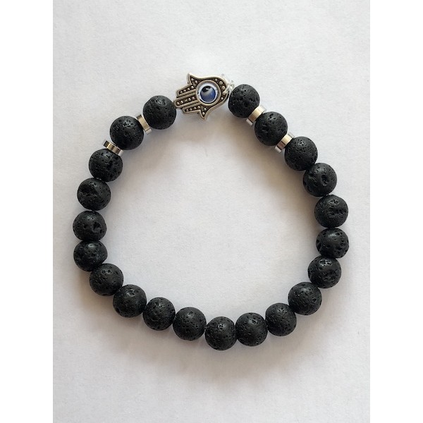 Bracelet Lava Bead with Evil Eye Protection